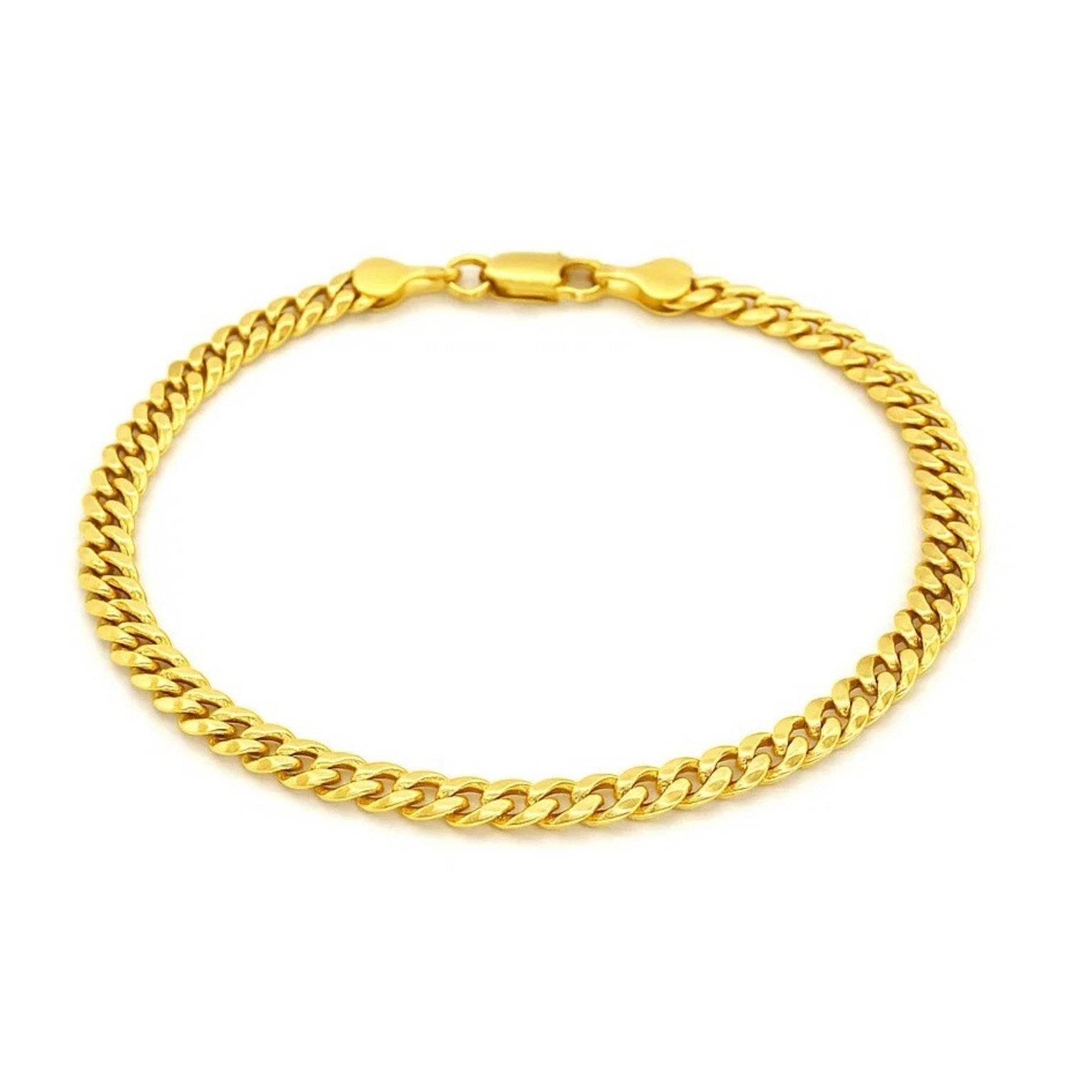 10k Yellow Gold Miami Cuban Semi Solid Bracelet (4.50 mm) - Peelerie